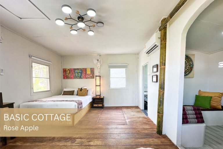 Basic bamboo cottage accommodation at Orion